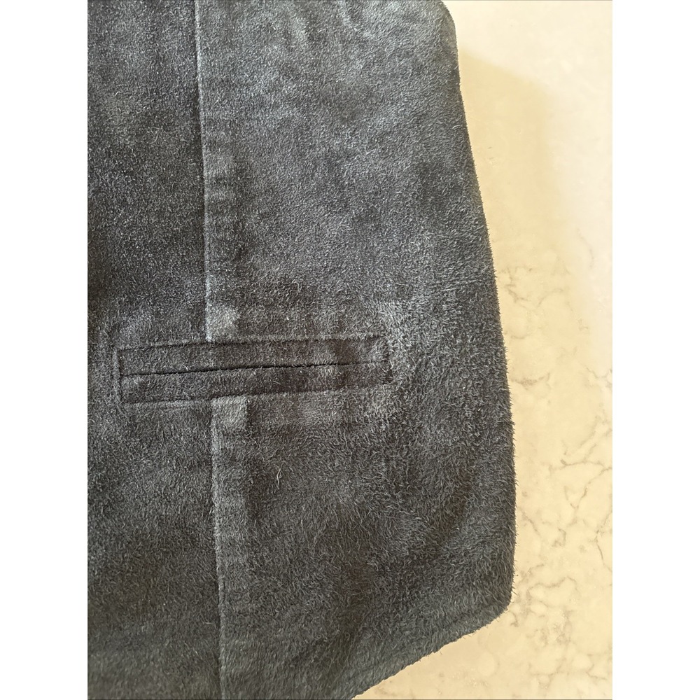 Cody James Western Vest Mens L Black Leather Buffalo Snap Cowboy Biker Suede - Picture 6 of 8